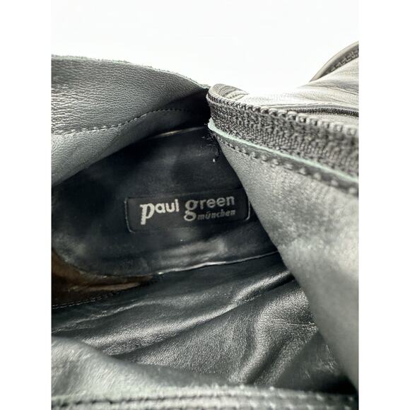 paul green boots Women 9 Black Leather High Buckles Zipper Made In Austria Moto - Picture 10 of 10